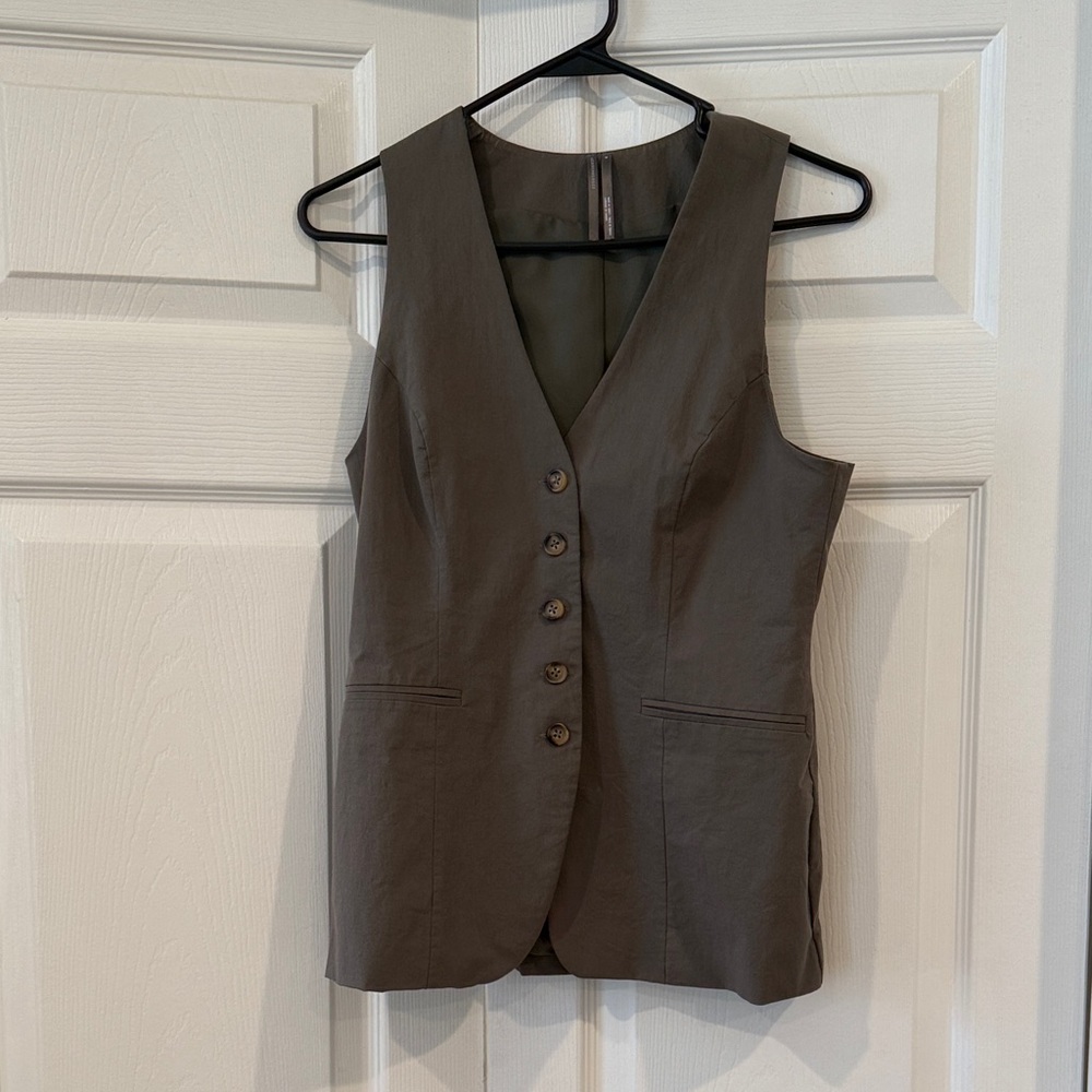Anthropologie Taupe and Olive Vest
